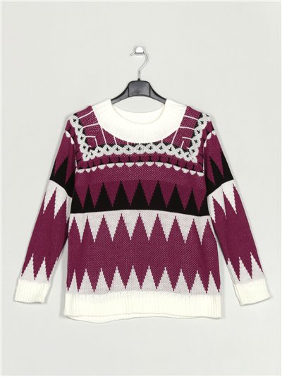 Contrast sweater buganvilla