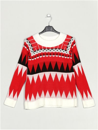 Contrast sweater rojo