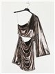 Gathered metallic thread dress champan