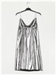 Metallic thread dress with rhinestone plata