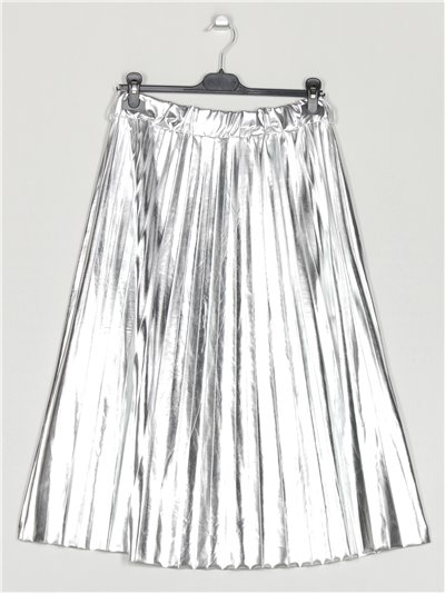 Faux leather pleated skirt plata