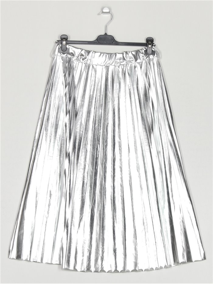 Faux leather pleated skirt plata