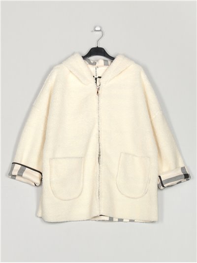 Sherpa lined coat with hood beis