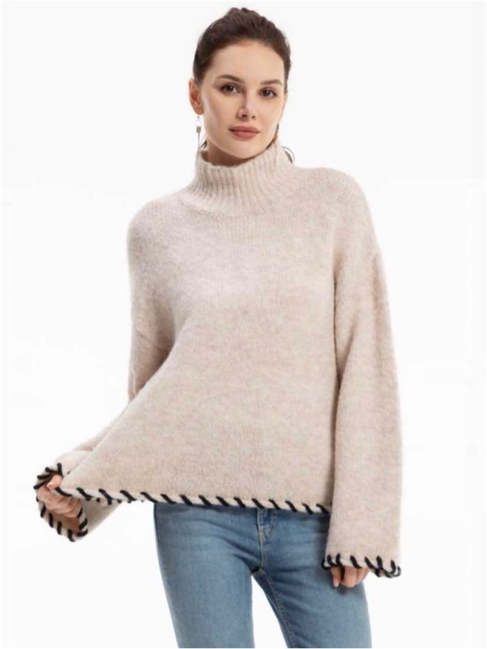 High neck contrast sweater 