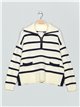 Zip neck striped sweater 