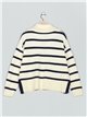 Zip neck striped sweater 