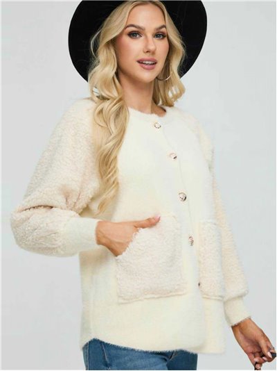 Oversized teddy knit jacket 