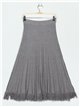 Frayed edge midi knit skirt gris