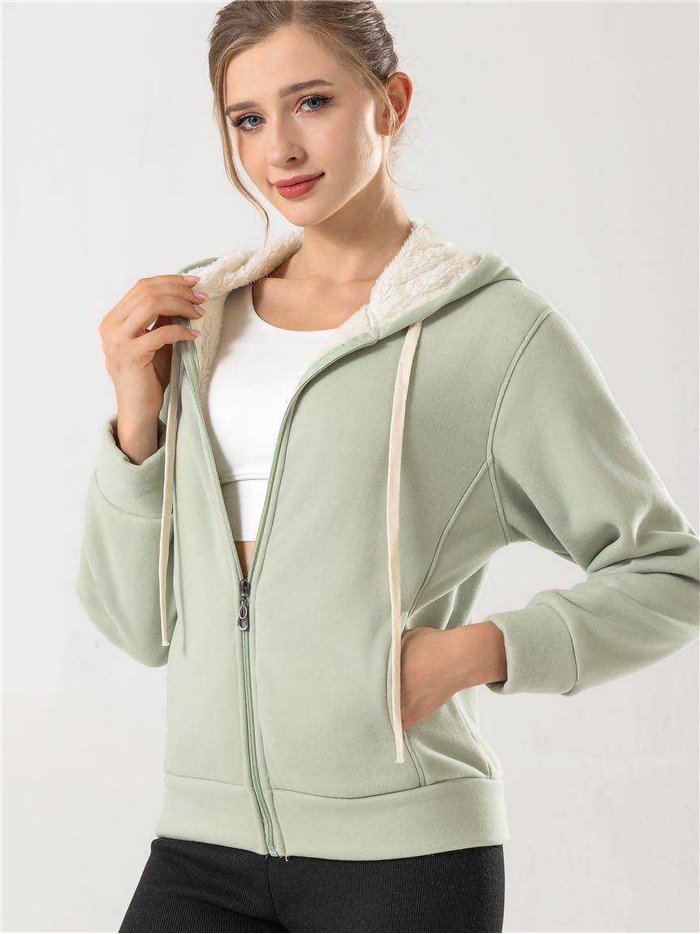 Sherpa lined fleece jacket with hood 