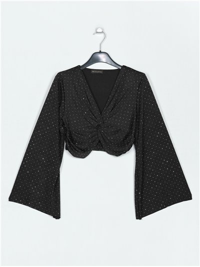 Blouse with rhinestone negro