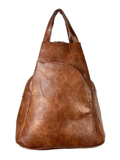 Faux leather backpack marron-oscuro