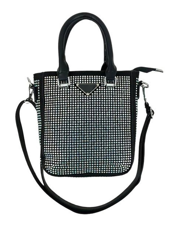 Mini citybag with rhinestone negro