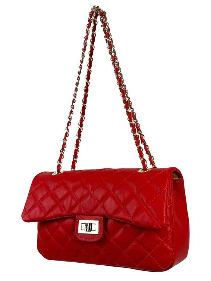 Quilted leather citybag rojo