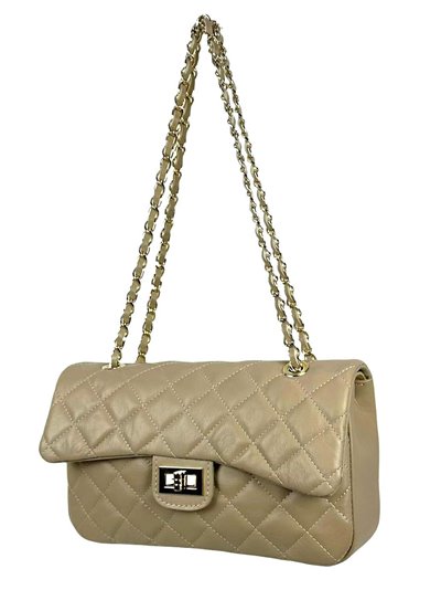 Quilted leather citybag taupe