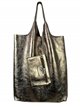 2 pieces Leather Shopper + Purse bronce