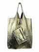 2 pieces Leather Shopper + Purse oro