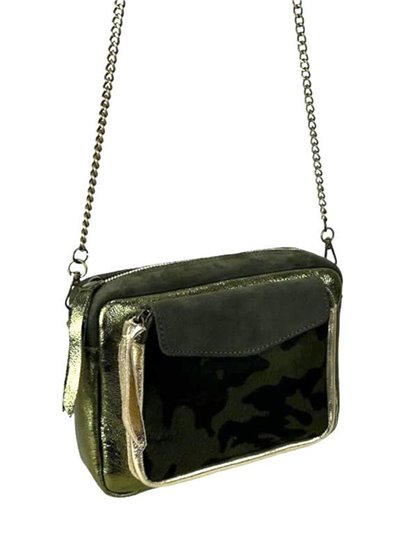 Leather crossbody bag with chain verde-militar