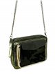 Leather crossbody bag with chain verde-militar