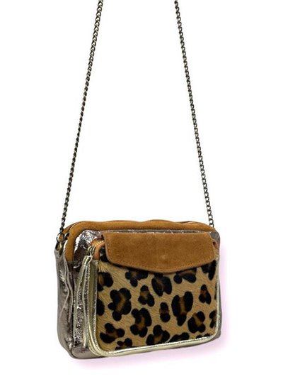 Leather crossbody bag with chain oro