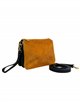 Faux fur leather crossbody bag marron