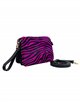 Faux fur leather crossbody bag cebra-morado