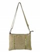 Studded split leather crossbody bag beige