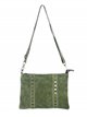 Studded split leather crossbody bag verde-olivo