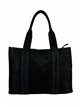 Studded split leather tote bag negro