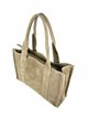 Studded split leather tote bag beige