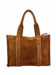 Studded split leather tote bag marron