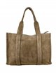 Studded split leather tote bag taupe