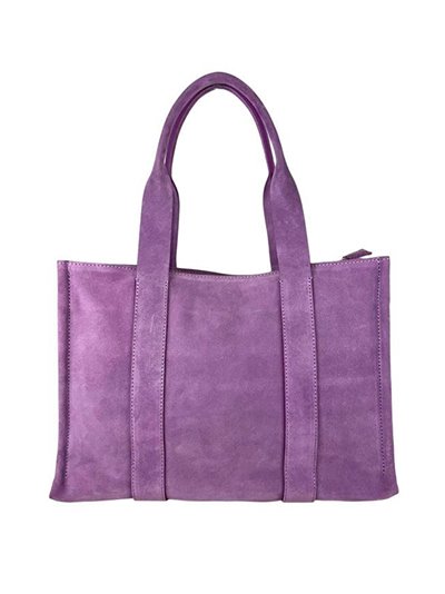 Studded split leather tote bag morado