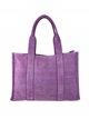 Studded split leather tote bag morado