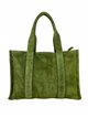 Studded split leather tote bag verde-olivo