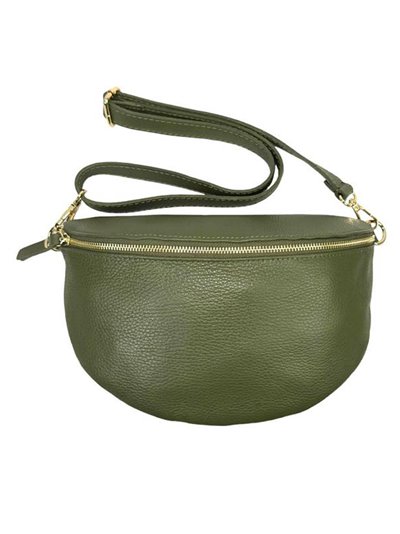 Leather belt bag verde-olivo