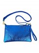 Metallic leather clutch azul-electrico