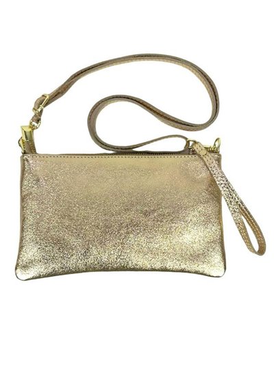 Metallic leather clutch oro