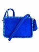 Split leather crossbody bag azul-electrico