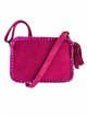 Split leather crossbody bag fucsia