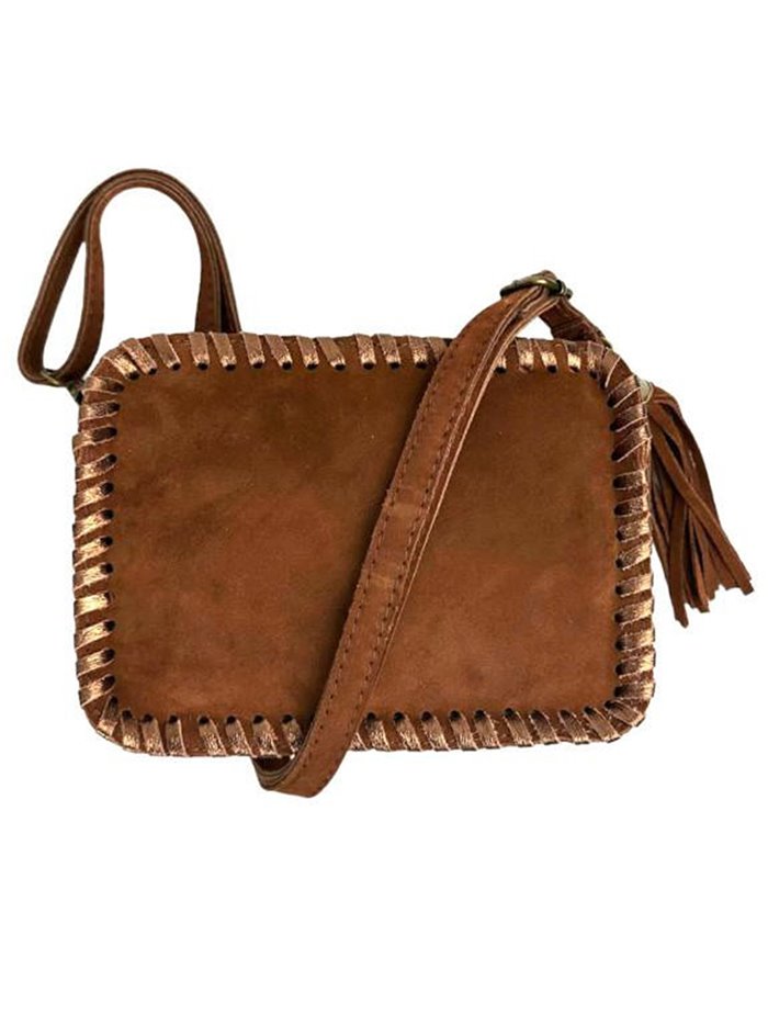 Split leather crossbody bag marron