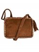 Split leather crossbody bag marron