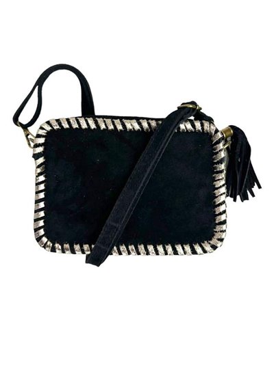 Split leather crossbody bag negro