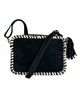 Split leather crossbody bag negro