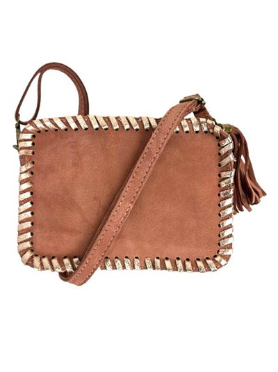 Split leather crossbody bag salmon