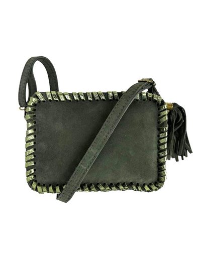 Split leather crossbody bag verde-olivo