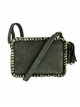 Split leather crossbody bag verde-olivo