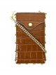 Studded leather mini crossbody bag marron