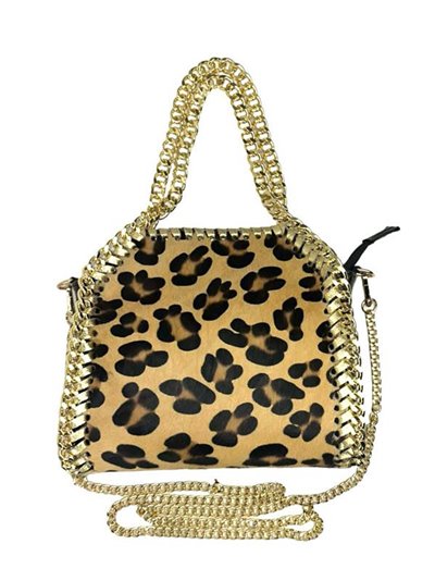 Leather animal print mini citybag leopardo