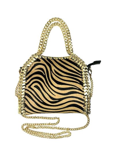 Mini citybag piel animal print cebra-taupe