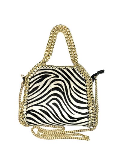 Leather animal print mini citybag cebra-blanco